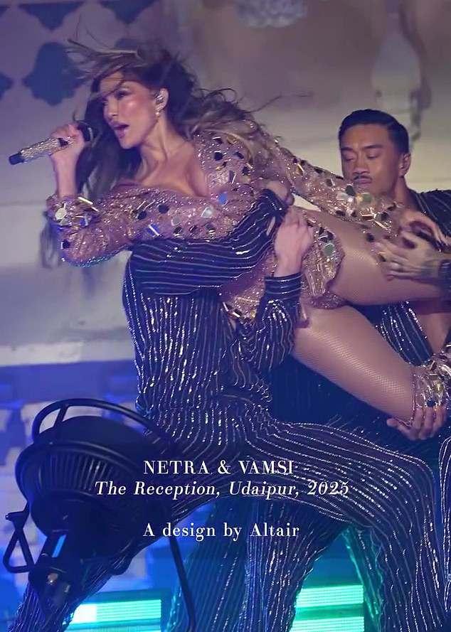 Lopez's flesh-toned leotard look during her high-energy performance