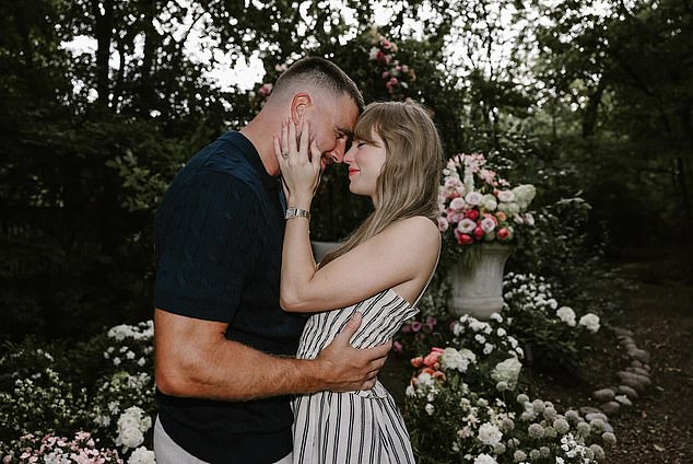 Taylor Swift and Travis Kelce, who announced their engagement in August 2025; wedding details remain unconfirmed.