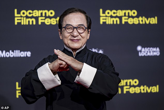Jackie Chan at the Locarno International Film Festival in August 2025, alive and well amid an online death hoax.