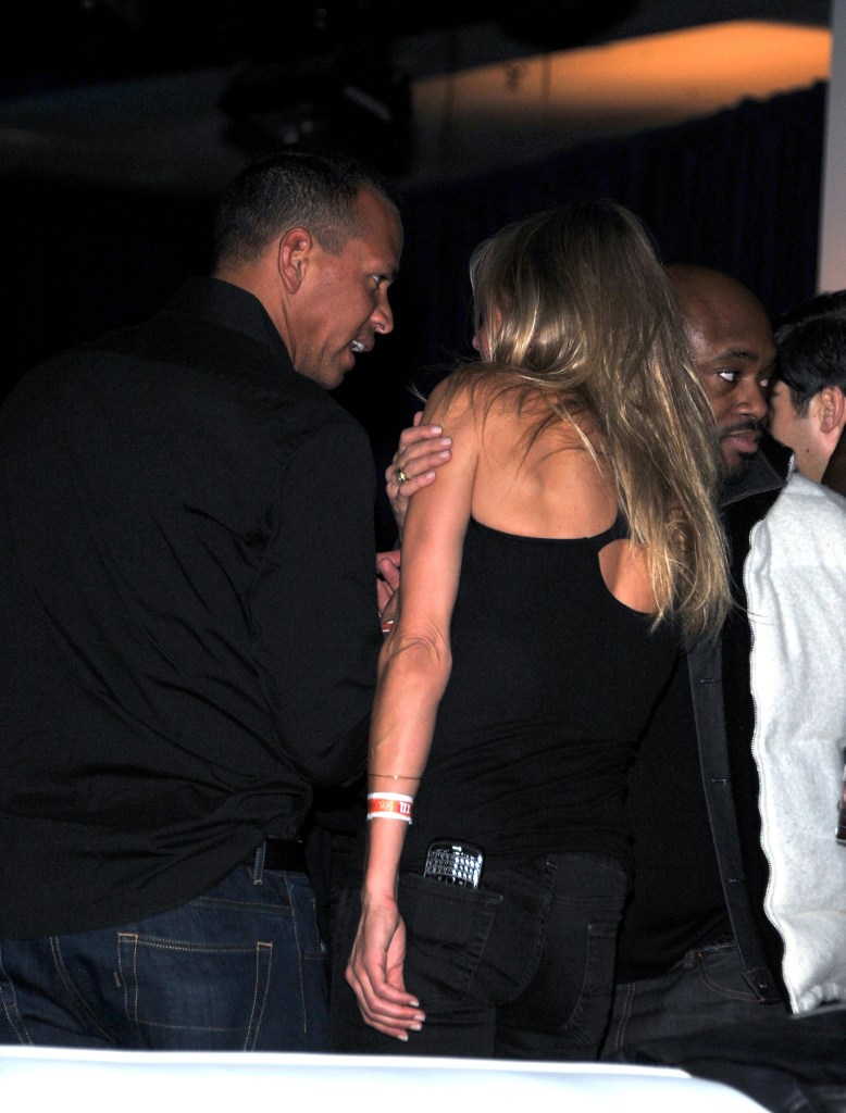 Alex Rodriguez and Cameron Diaz at a Super Bowl party during their 2010-2011 relationship.