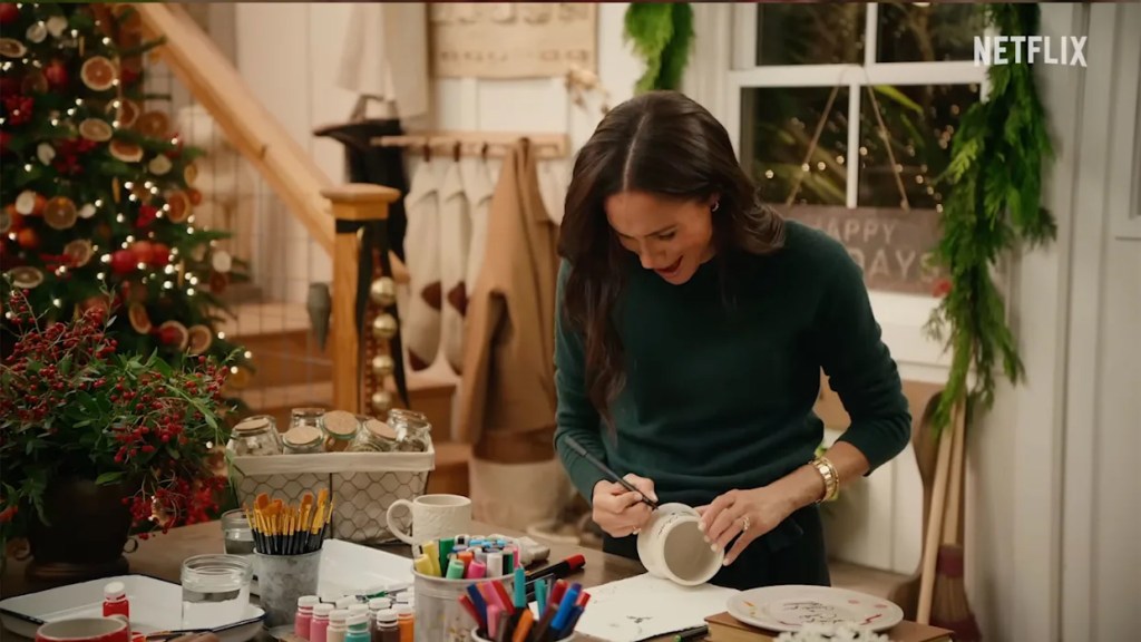 Meghan Markle makes holiday crafts in the Netflix teaser for With Love, Meghan: Holiday Celebration.