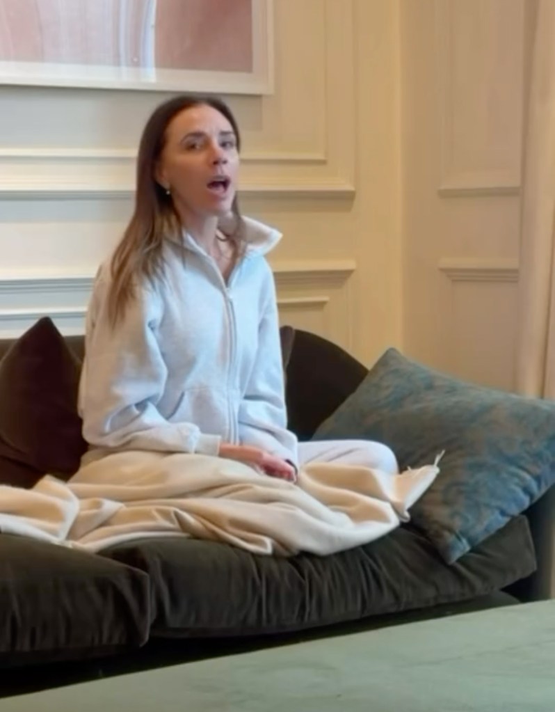 Victoria Beckham sings 'Viva Forever' from the couch during a living-room duet with son Cruz (Instagram).