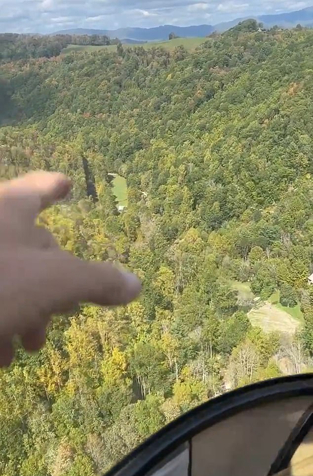 Greg Biffle piloting his helicopter during Hurricane Helene relief flights in North Carolina