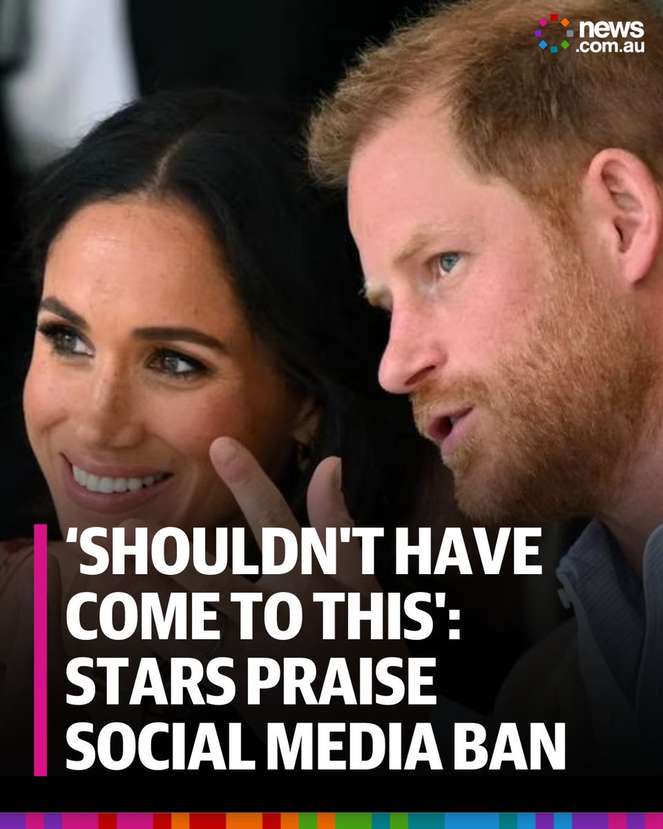 Prince Harry and Meghan Markle; file photo used in coverage of their views on youth online safety and social media. Photo via X (news.com.au).