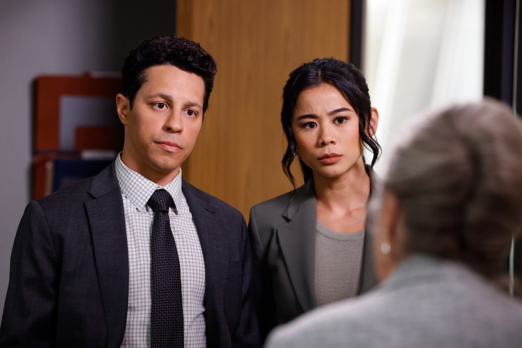 David Del Rio as Billy Martinez with Leah Lewis on the set of Matlock.