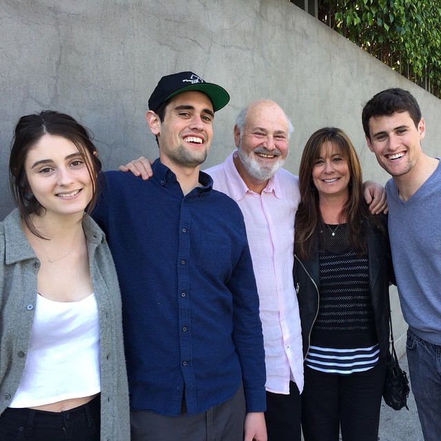 Rob and Michele Reiner with their children, including Romy and Nick, in a family photo.