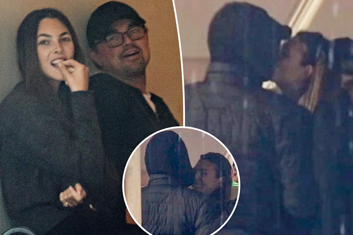 Leonardo DiCaprio and Vittoria Ceretti share a rare PDA kiss on Melrose Place in Los Angeles, December 2025.