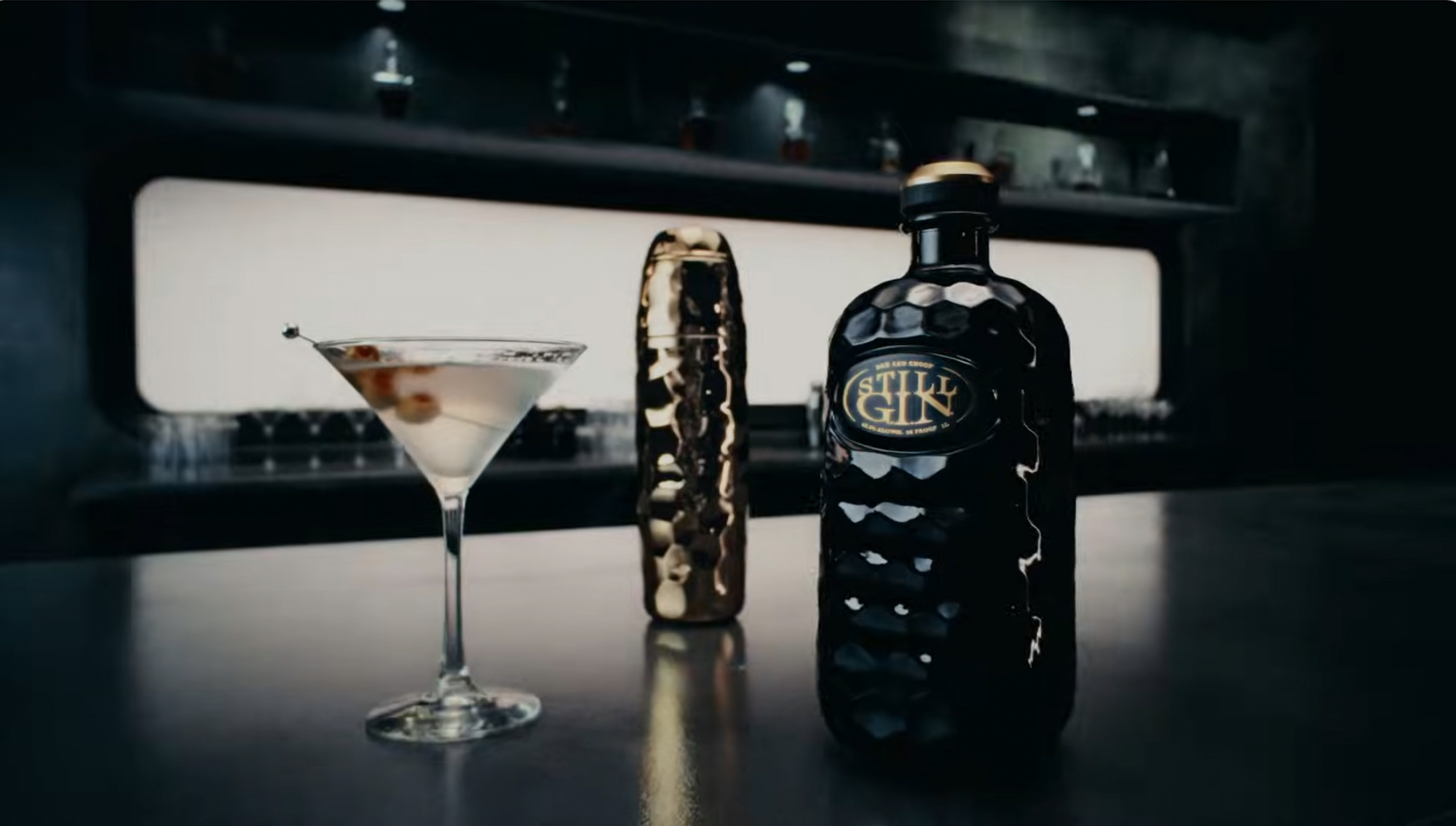 HexClad x Still G.I.N. cocktail shaker featured in the ad.