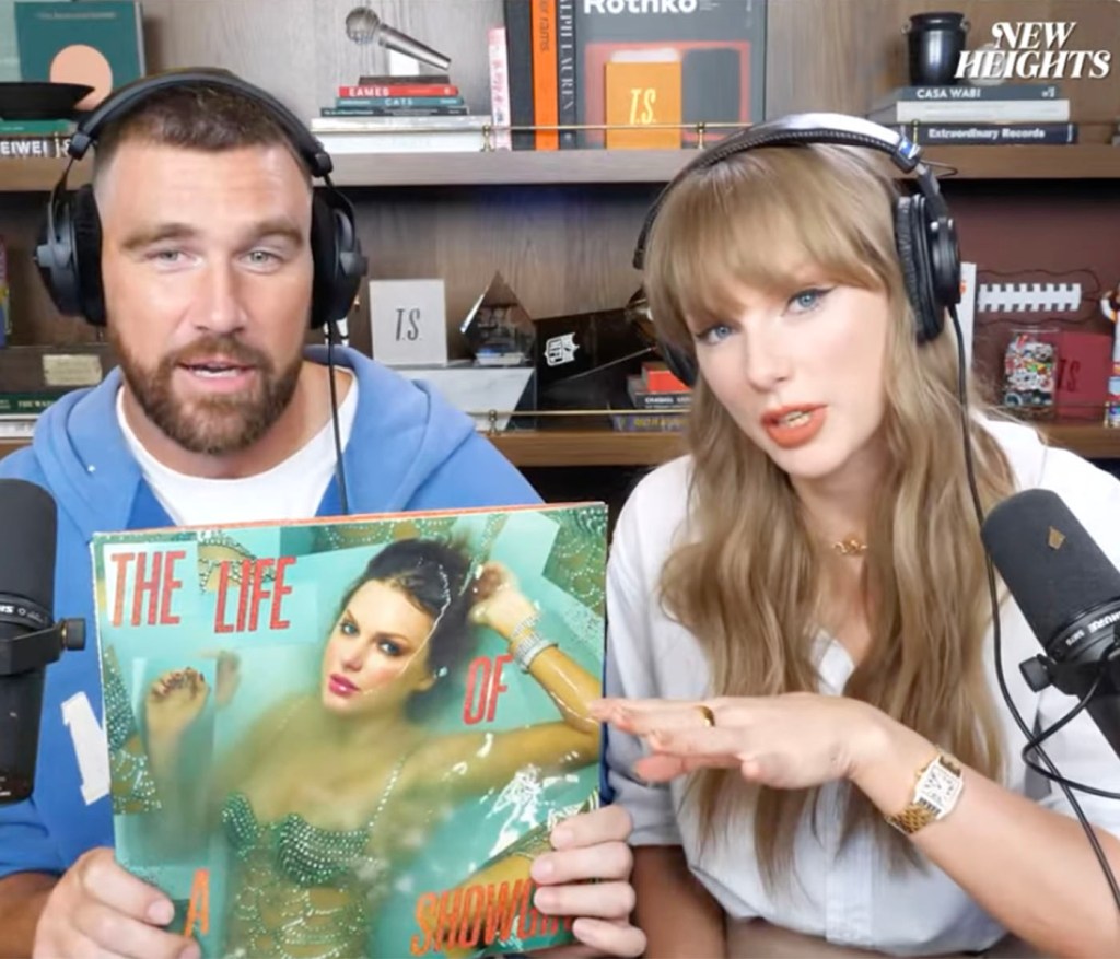 Travis Kelce on set hosting Are You Smarter Than a Celebrity? for Amazon.