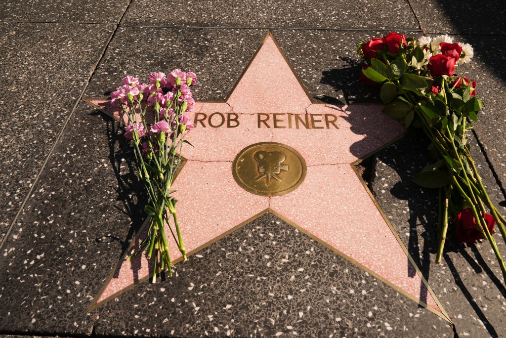 Flowers placed on Rob Reiner's Hollywood Walk of Fame star.