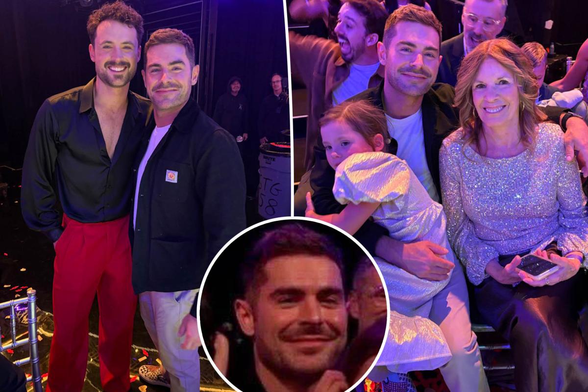 Dylan Efron and Zac Efron featured in an X post about the viral DWTS reaction.