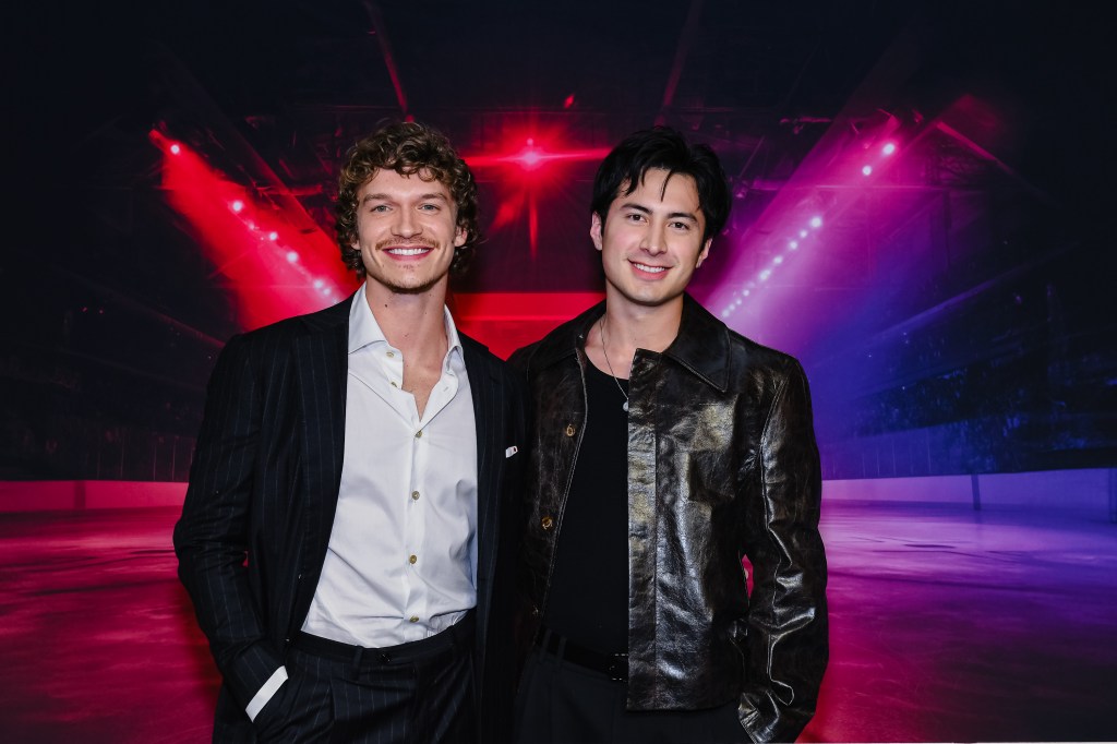 Connor Storrie and Hudson Williams at the Toronto premiere of Heated Rivalry.