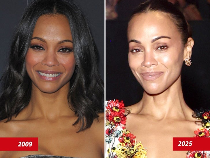 Zoe Saldana at a recent Miami 'Avatar' screening - the look TMZ compared to her 2009 premiere (Getty)