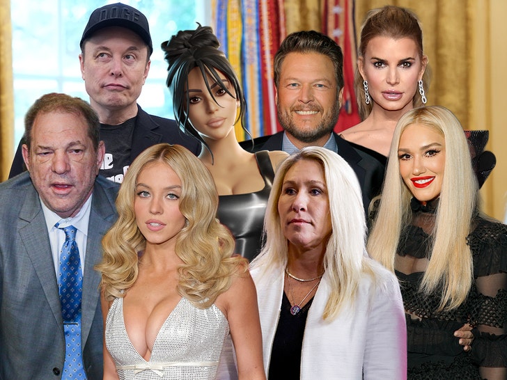 Composite image referencing Amanda Seyfried, Sydney Sweeney, Kim Kardashian and Fortnite; credit Getty / Epic Games