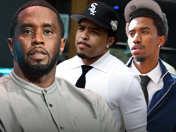 Sean "Diddy" Combs with his sons Christian (King Combs) and Justin Combs. Photo: Getty.