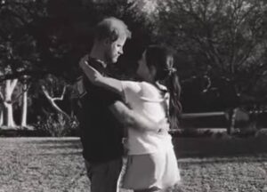 Meghan Markle can be seen dancing with her husband Prince Harry in a video filmed by their daughter Princess Lilibet