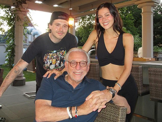 Nicola Peltz Beckham with Brooklyn Beckham and her father Nelson Peltz in an Instagram photo