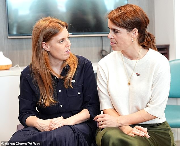 Princesses Beatrice and Eugenie on a visit to University College Hospital in London last April