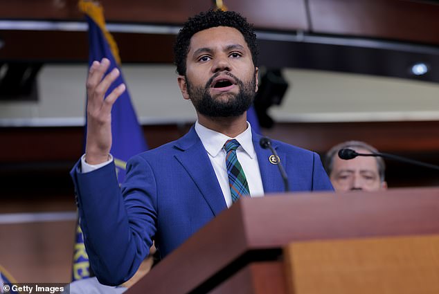 Rep. Maxwell Frost (D-FL) speaks at the U.S. Capitol; he says he was assaulted during a CAA party at Sundance.