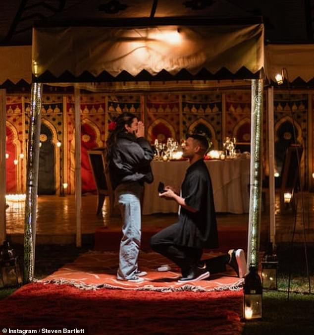 Steven Bartlett with fiancee Melanie Lopes after his proposal