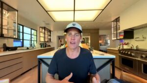 Tom Brady speaks from his kitchen during an interview.