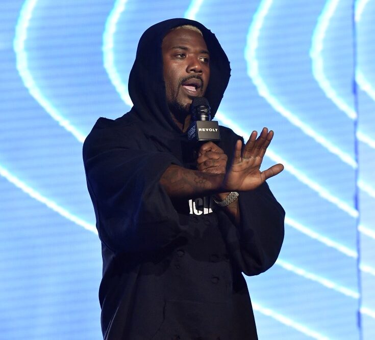 Ray J speaking onstage at the 2022 Revolt Summit in Atlanta.