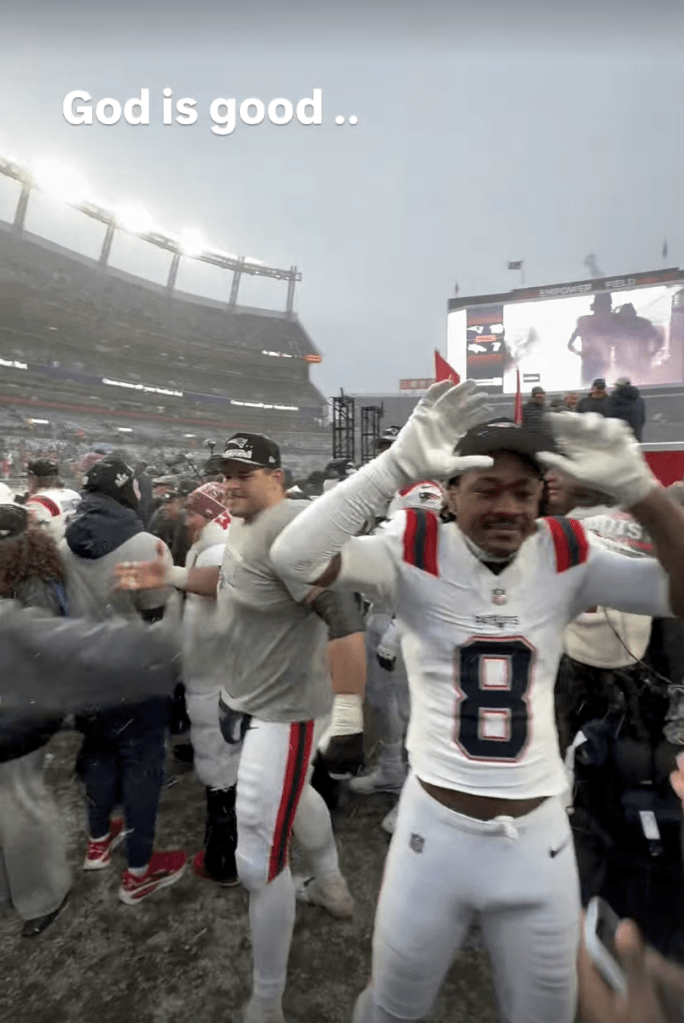 Stefon Diggs appears emotional during a postgame interview after clinching a Super Bowl berth.