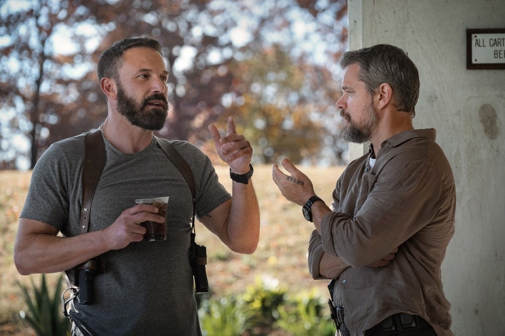Ben Affleck and Matt Damon in a scene from The Rip
