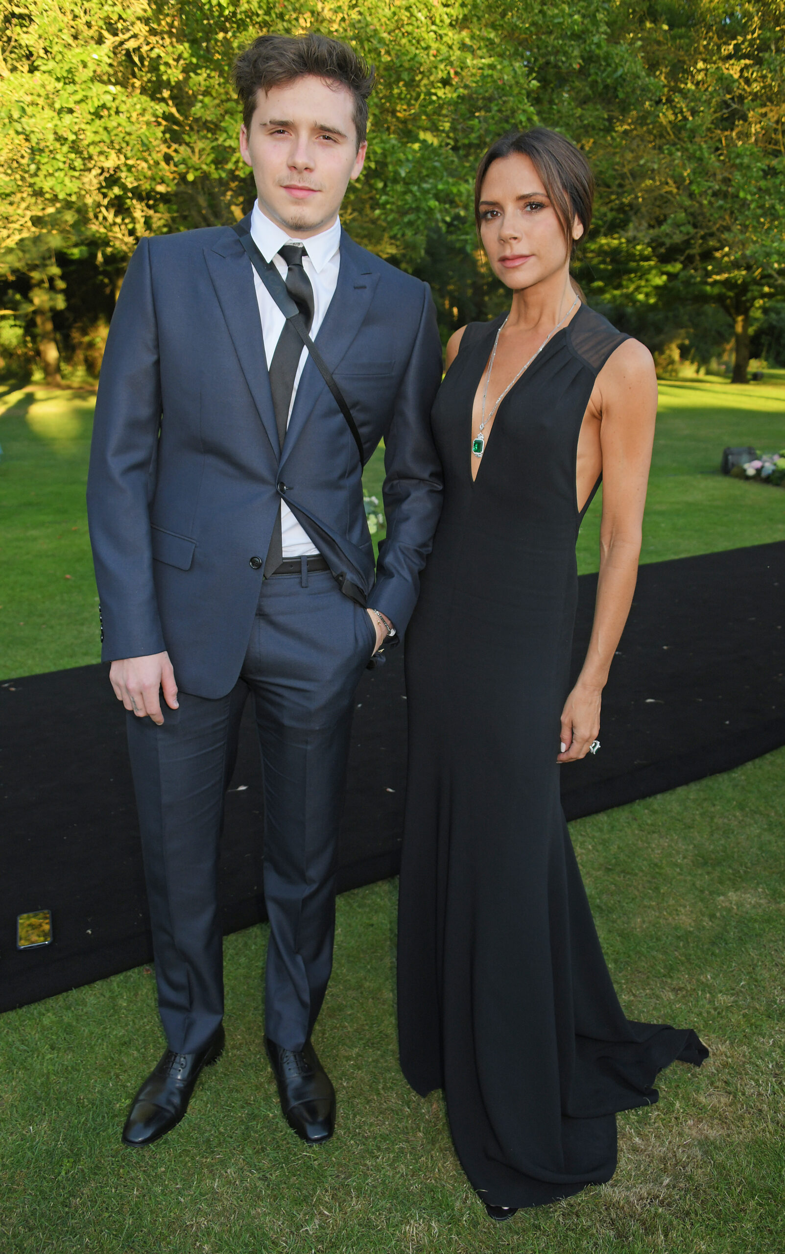 Brooklyn Beckham and Victoria Beckham attend the Argento Ball for the Elton John AIDS Foundation.