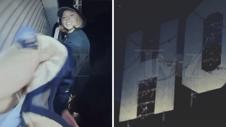 Still from Sydney Sweeney's Instagram video near the Hollywood Sign during the nighttime stunt.