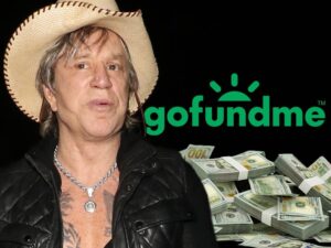 Mickey Rourke in a composite image amid the GoFundMe refund controversy (Getty Composite)