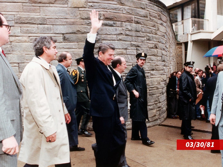 Scene outside the Washington Hilton after the 1981 shooting of President Ronald Reagan