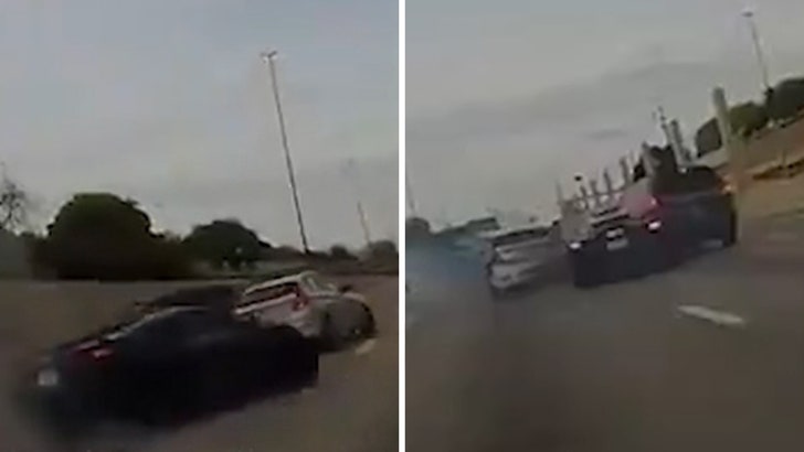 Dash-cam still related to the March 2024 multi-vehicle crash in Dallas involving Rashee Rice's case.