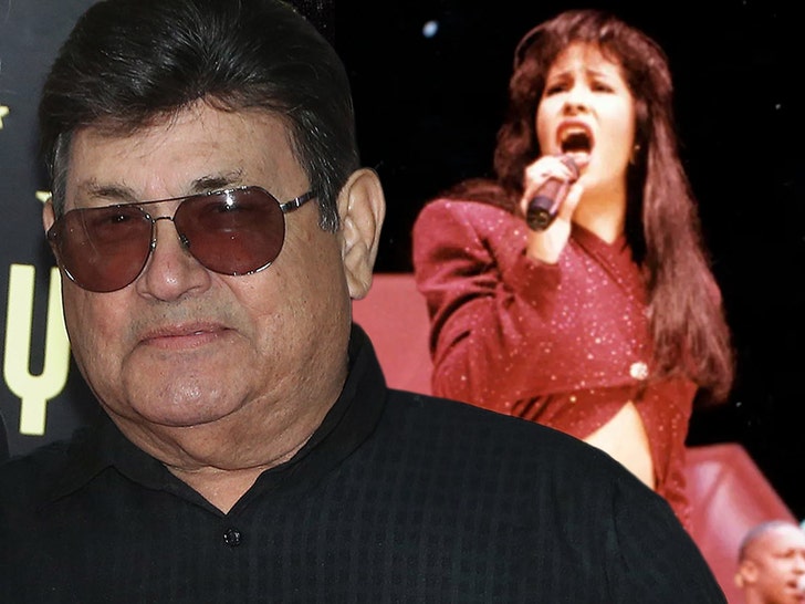 Selena Quintanilla with her father and former manager, Abraham Isaac Quintanilla Jr.