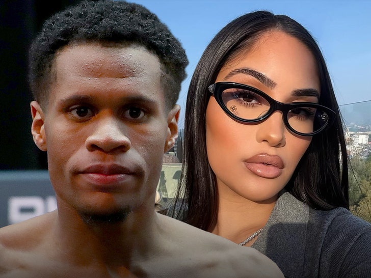 Devin Haney and ex-fiancee Leena Sayed (composite). Attribution: Getty / Instagram @leenasayed