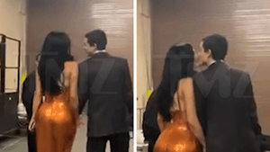 Kylie Jenner with Timothee Chalamet backstage during awards season