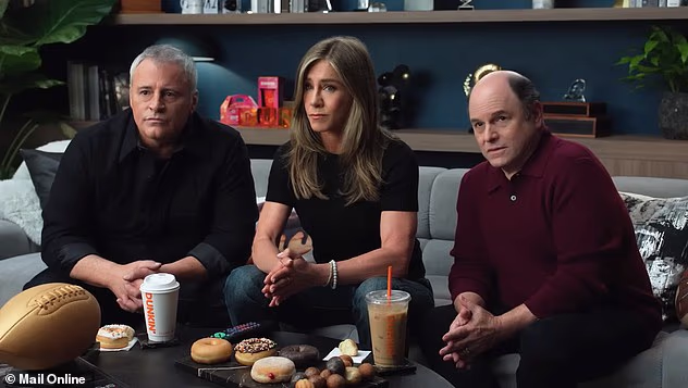 Photo: LeBlanc reunited with Friends star Jennifer Aniston and Seinfeld alum Jason Alexander in the new advert - DailyMail