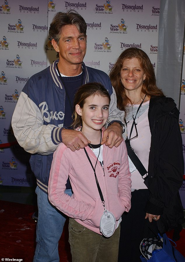 Eric Roberts with daughter Emma Roberts and wife Eliza Roberts.