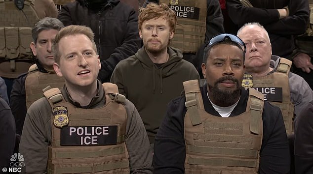 SNL cast portray ICE agents during the sketch.
