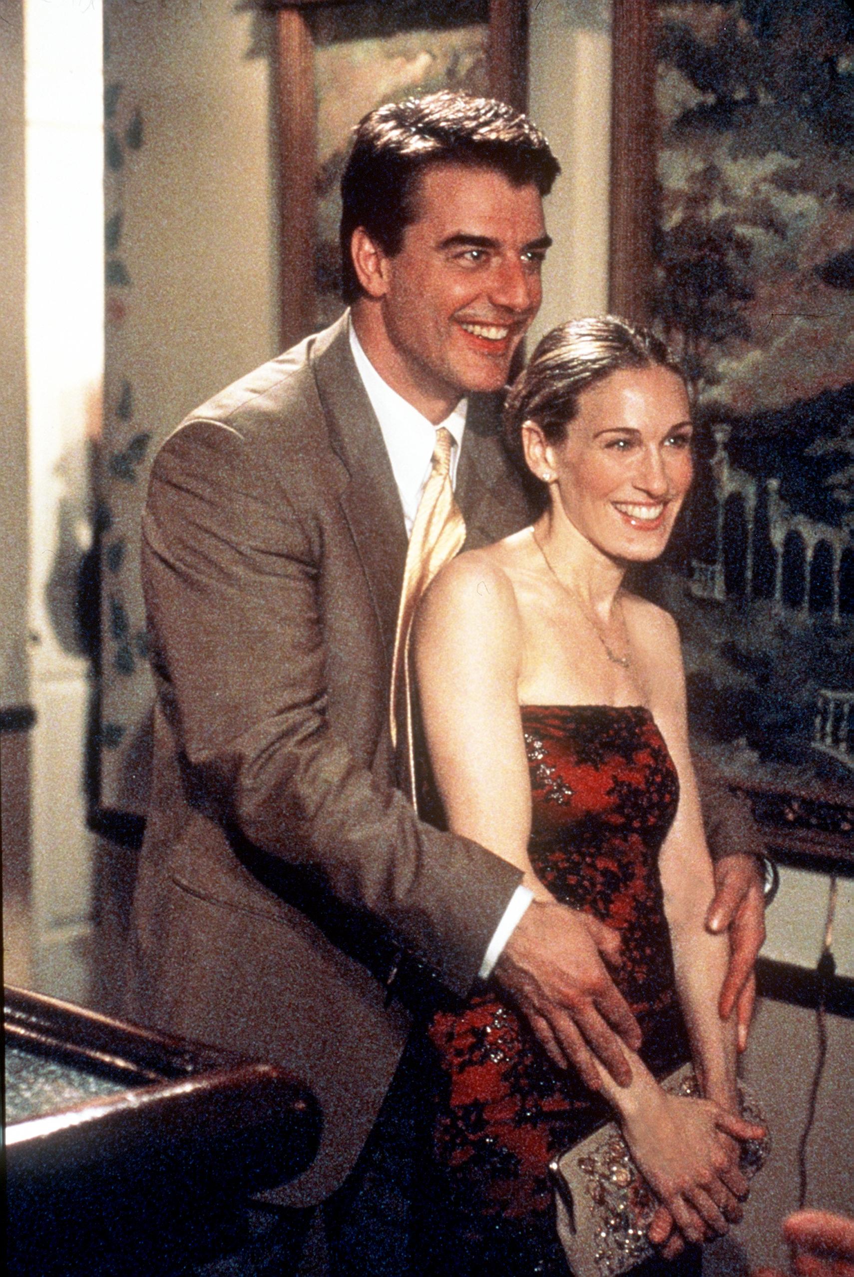 Chris Noth and Sarah Jessica Parker as Mr. Big and Carrie Bradshaw in Sex and the City.